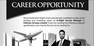 Pakistan Airways Jobs 2016 In-Flight Service Manager Online Form, Last Date
