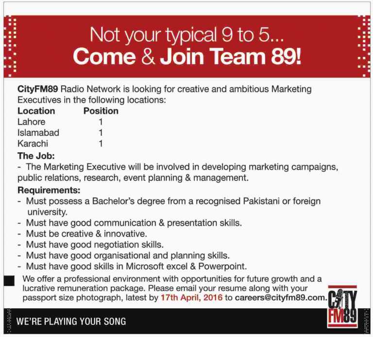 Radio City FM 89 Jobs 2016 Apply Online Last Date