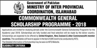 Commonwealth General Scholarship Program 2018 NTS Form Registration