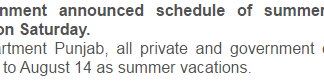 Summer Vacations in Punjab 2017 Government, Private Schools Holidays