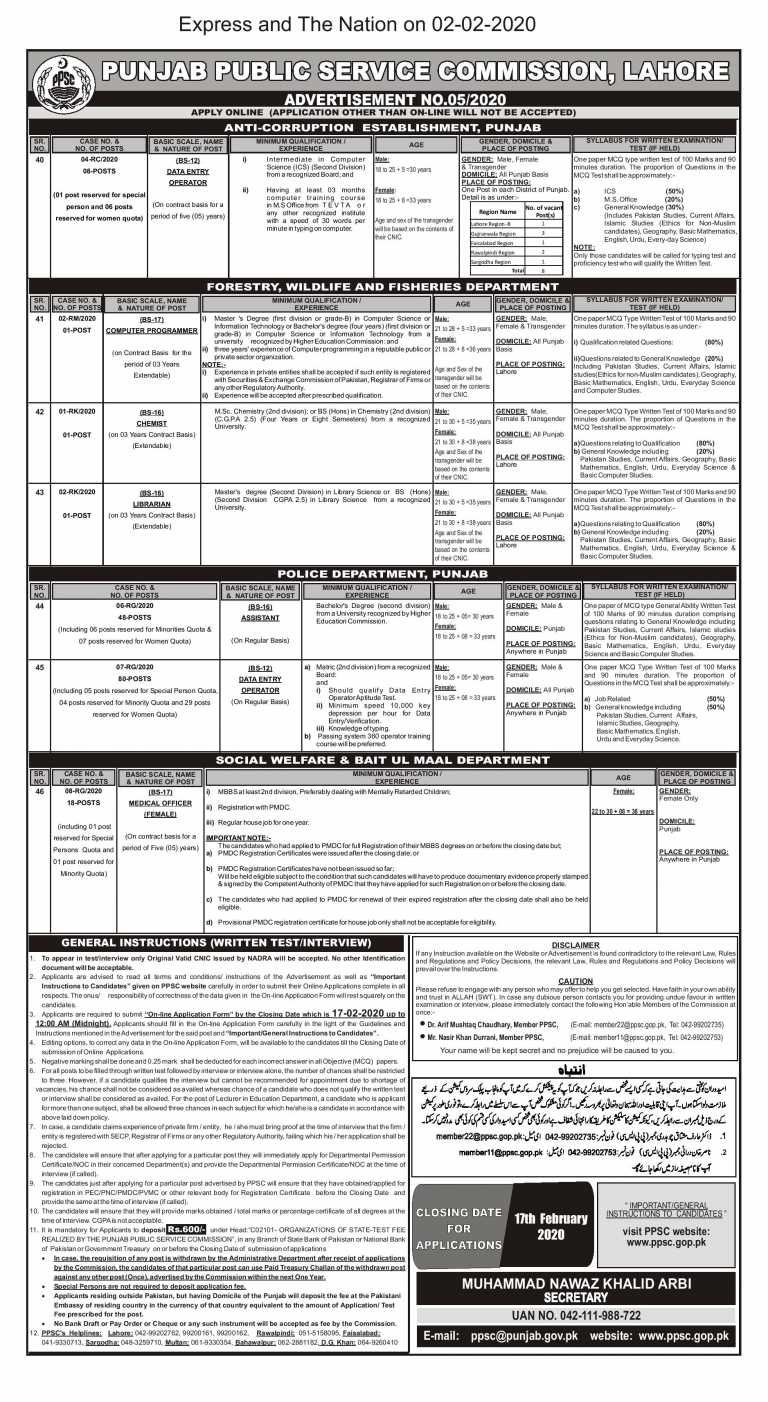 PPSC Punjab Police Department DEO Jobs 2020 Apply Online