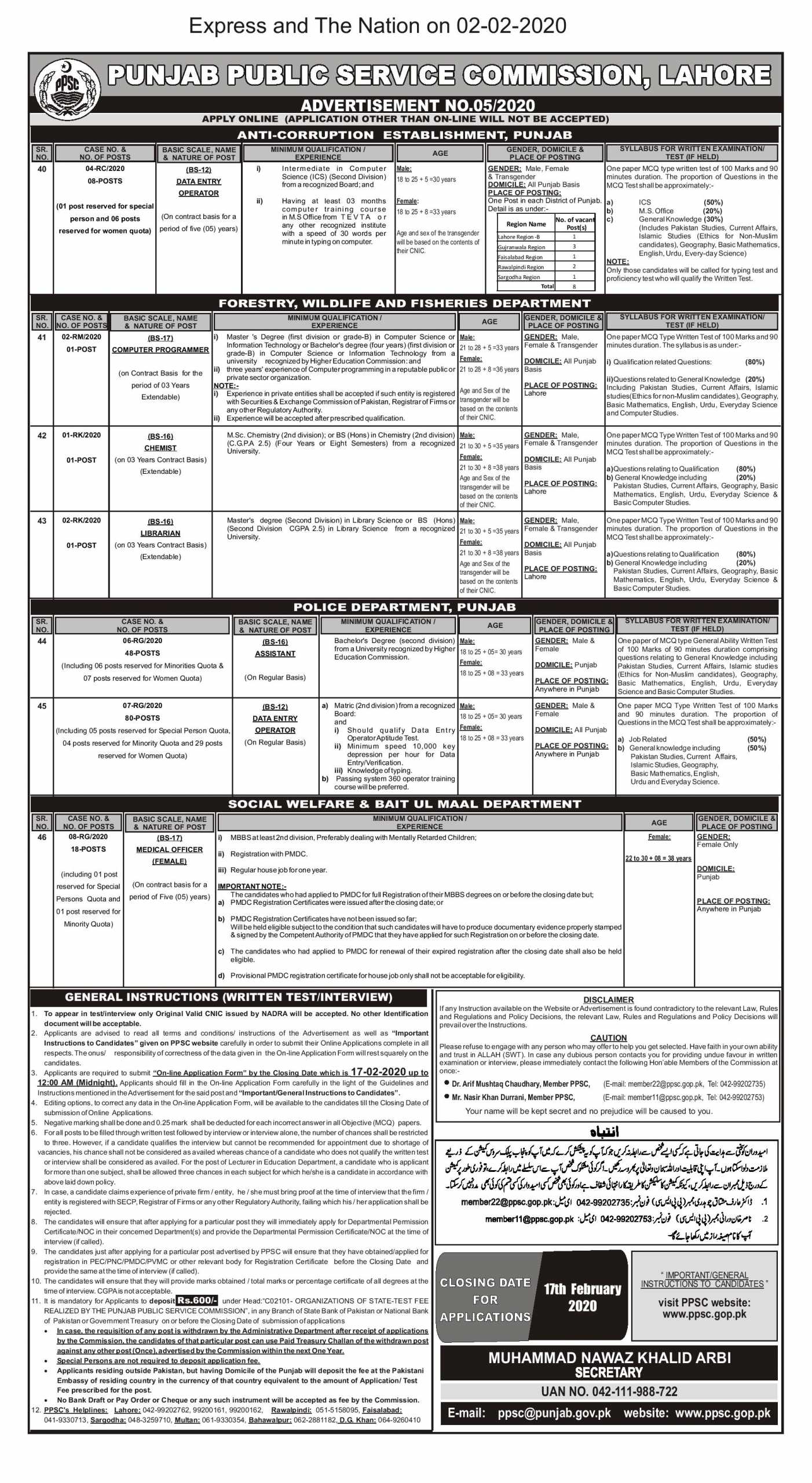 PPSC Punjab Police Department DEO Jobs 2020 Apply Online