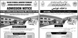 College Of Medical Laboratory Technology Admission 2018 Entry Test Result, Merit List