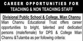 Divisional Public School and College Jobs 2017 NTS Teachers Application Form