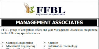 FFBL Management Associates Jobs 2017 Fauji Fertilizer Bin Qasim Limited NTS Form