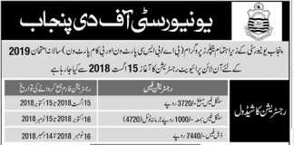 Punjab University PU B.Com Part 1, 2 Private Exams Registration 2019 Fee Dates