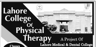 Lahore College Of Physical Therapy Admissions 2018