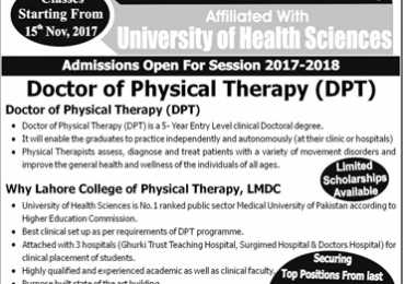 Lahore College Of Physical Therapy Admissions 2018