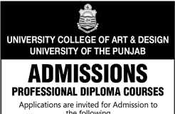 Punjab University College Of Art And Design Diploma Admissions 2017
