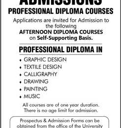 Punjab University College Of Art And Design Diploma Admissions 2017