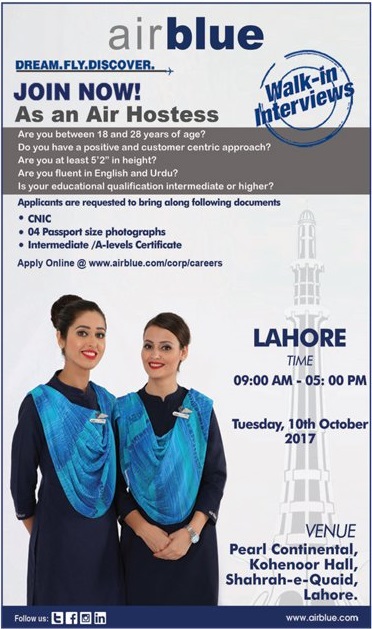 Airblue Cabin Crew Jobs 2021 Online Apply