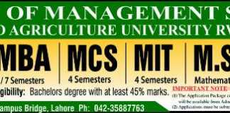 Arid Institute Of Management Sciences Lahore Campus Admissions 2018