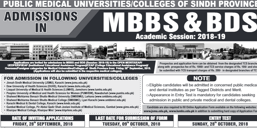 Karachi Medical And Dental College Kmdc Mbbs Bds Admission 2018