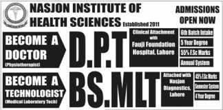 Nasjon Institute Of Health Sciences Lahore Admission 2018