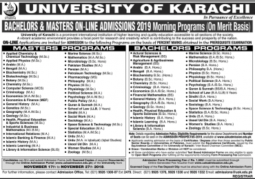University of Karachi UOK Admission 2019