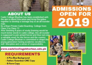 Cadet College Bhurban Admission 2019 Form, Entry Test Result