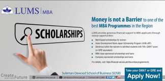 LUMS Scholarship For MBA 2019 How to Apply, Registration Form Last Date