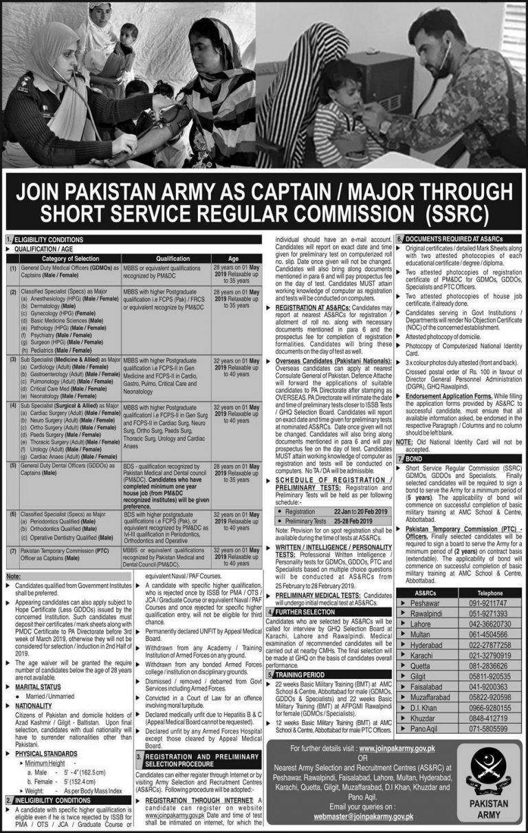 Pakistan Army Captain, Major Jobs 2025 Through SSRC Registration Form Online