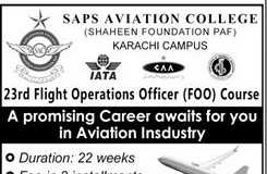 SAPS Aviation College Karachi Admission 2018 Fee Structure