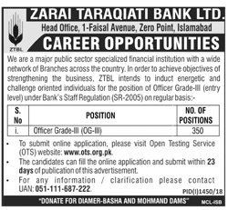 Zarai Taraqiati Bank ZTBL Jobs 2018 Online Apply Application Form Advertisement