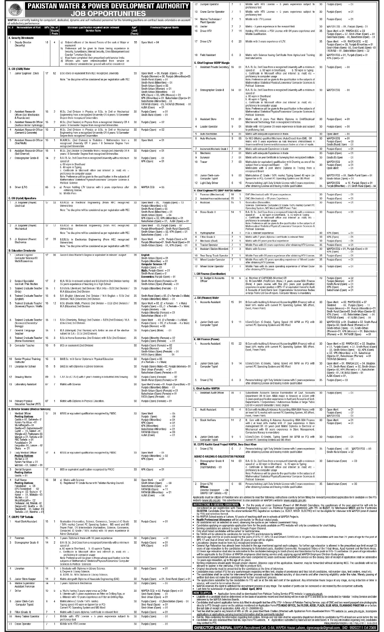 jobs wapda how online to apply Apply Jobs 2018 Wapda Form Application Online Punjab