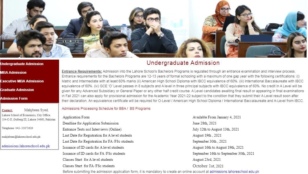 Lahore School of Economics LSE Admission 2023 Last Date