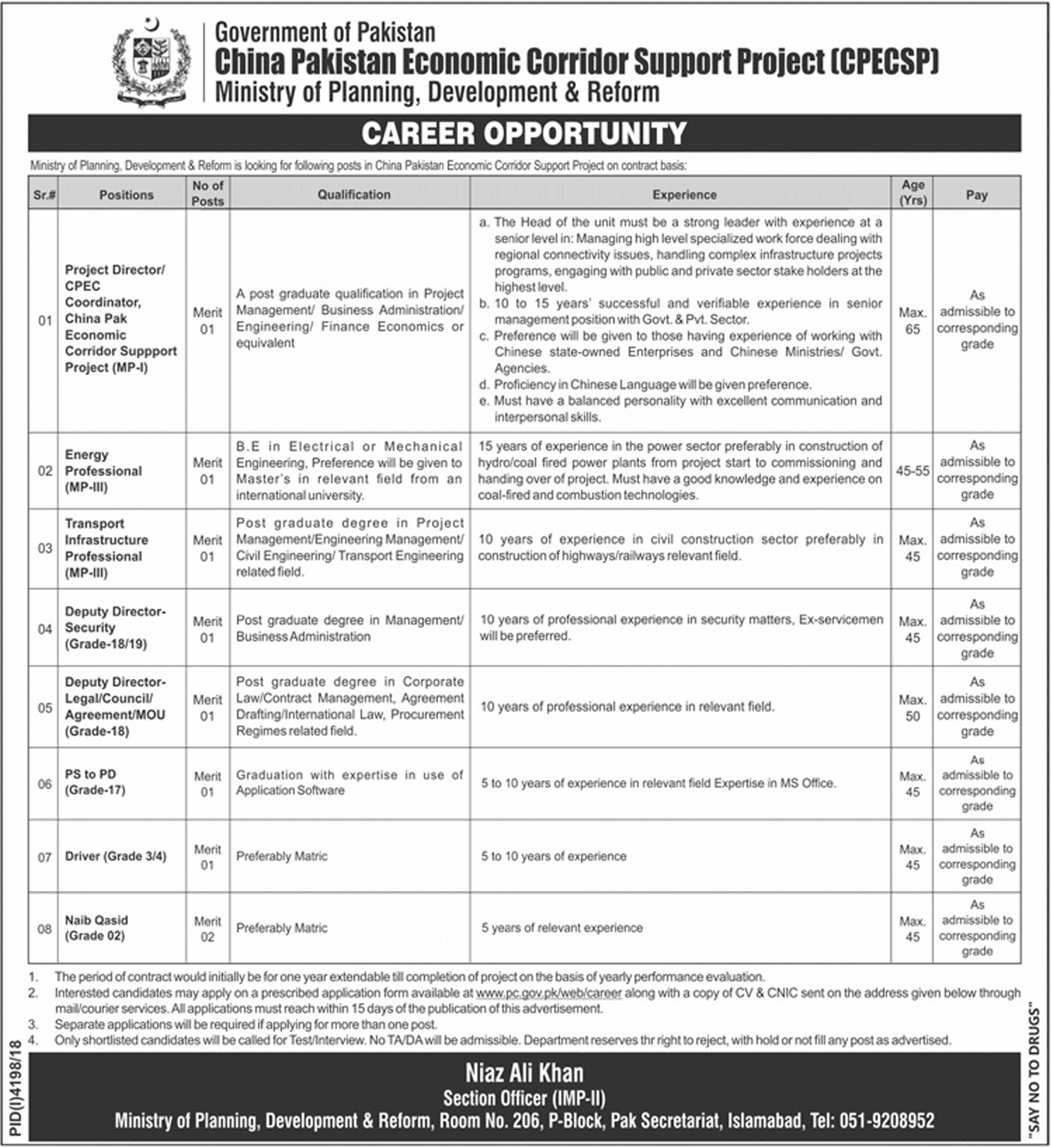 Latest CPEC Jobs 2019 In Pakistan Application Form