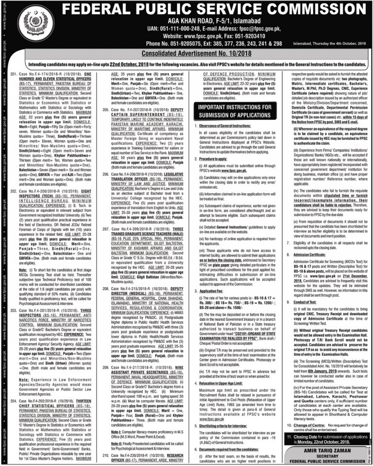 Statistical Officer Jobs in Pakistan Bureau of Statistics 2018