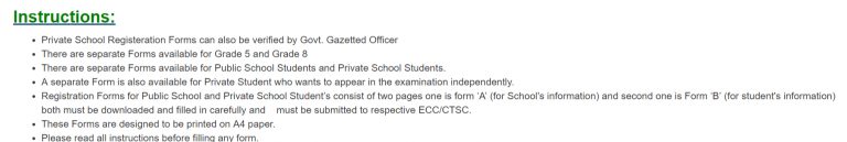 5th, 8th Class Admission Form 2019 PEC Download Documents Required