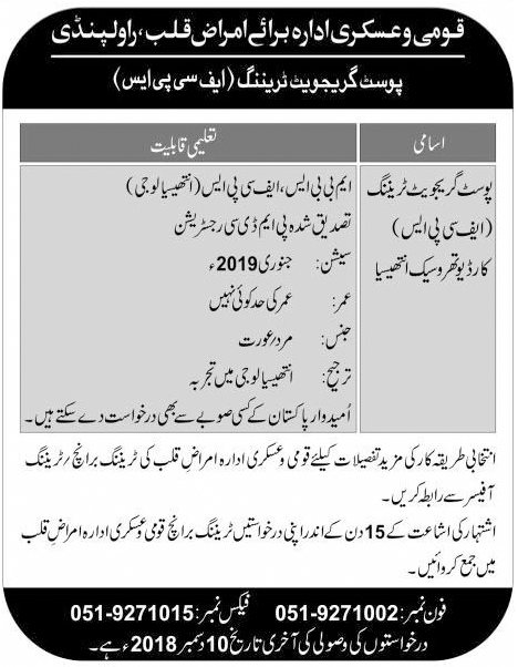 Armed Forces Institute Of Cardiology Rawalpindi Jobs