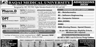 Baqai Medical University Admissions 2020 Form