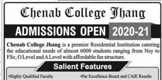 Chenab College Jhang Admission 2020 Form
