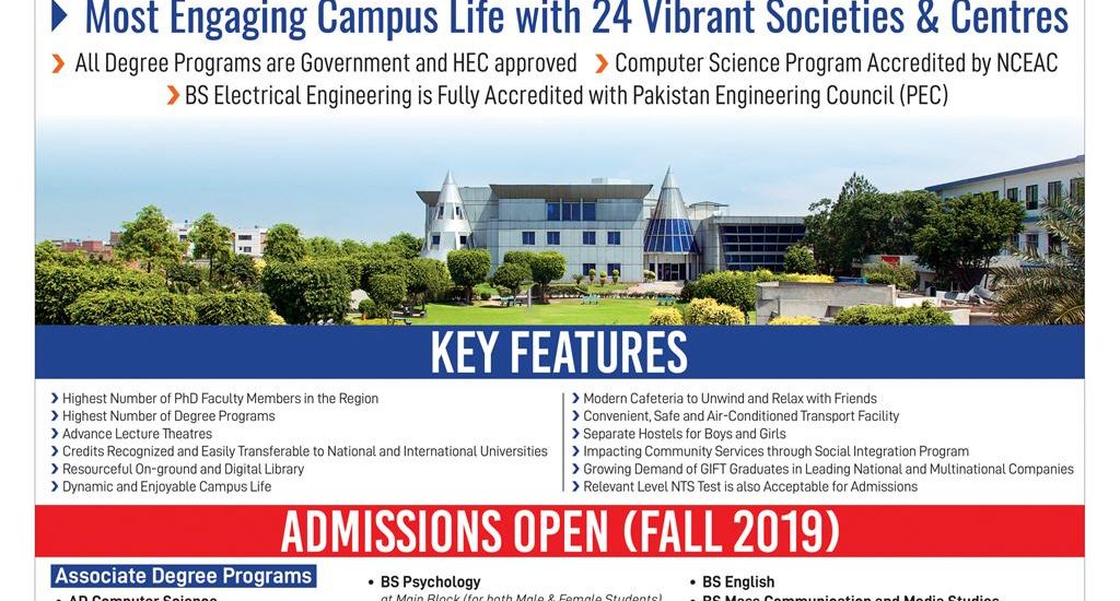 GIFT University Gujranwala Admission 2020 Last Date