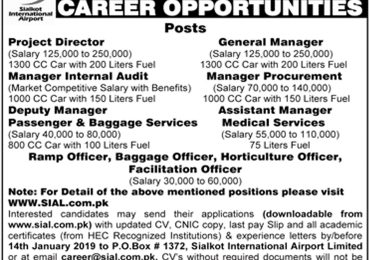 Sialkot International Airport Jobs 2019 Advertisement