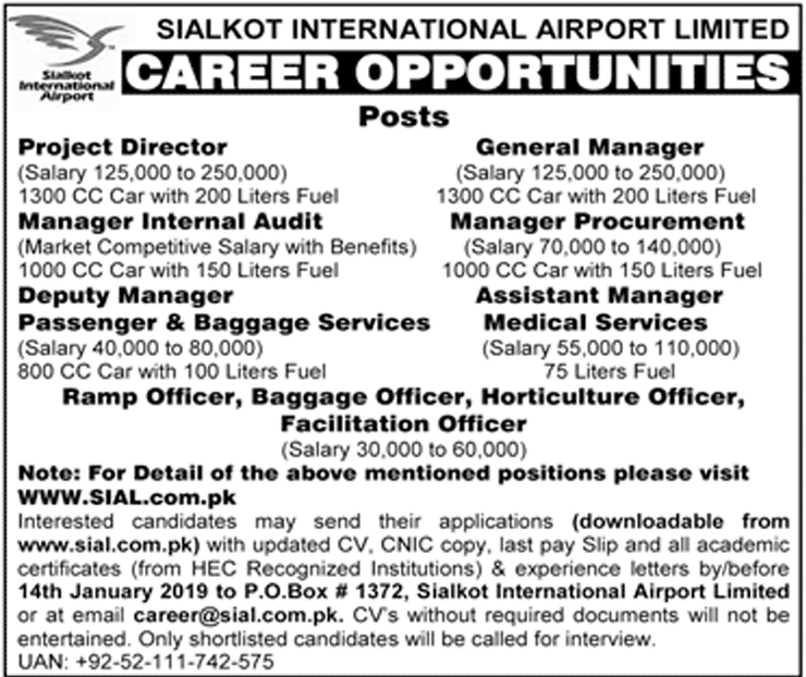 Sialkot International Airport Jobs 2019 Application Form ...