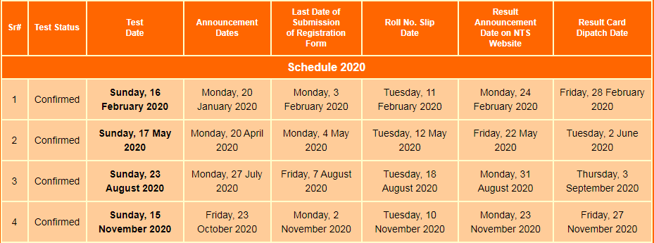 NTS GAT Test Schedule 2023 General, Subject