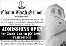 Chand Bagh School Muridke Admission 2020 Form