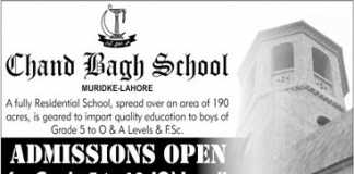 Chand Bagh School Muridke Admission 2020 Form