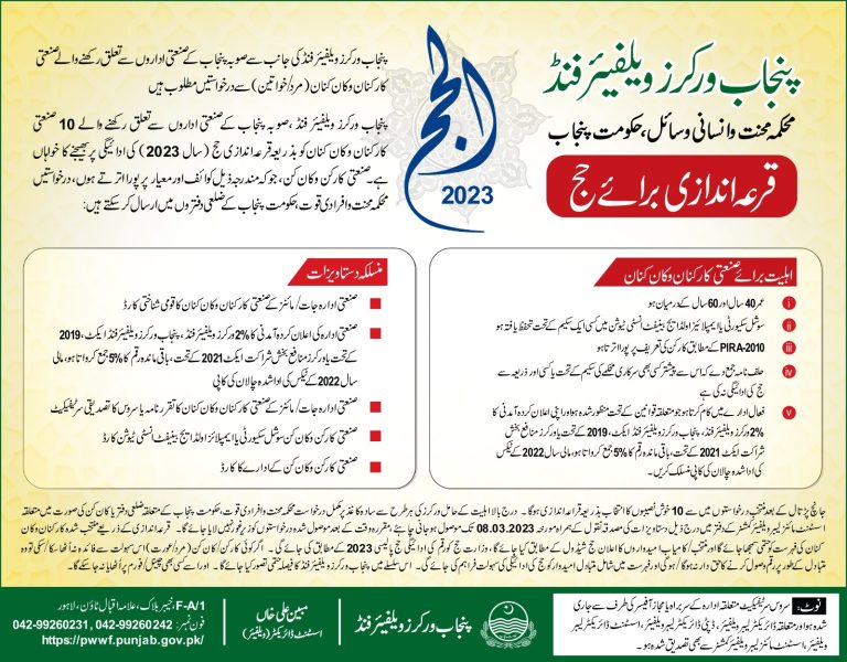 Punjab Workers Welfare Board Hajj Scheme 2024 Eligibility, Form