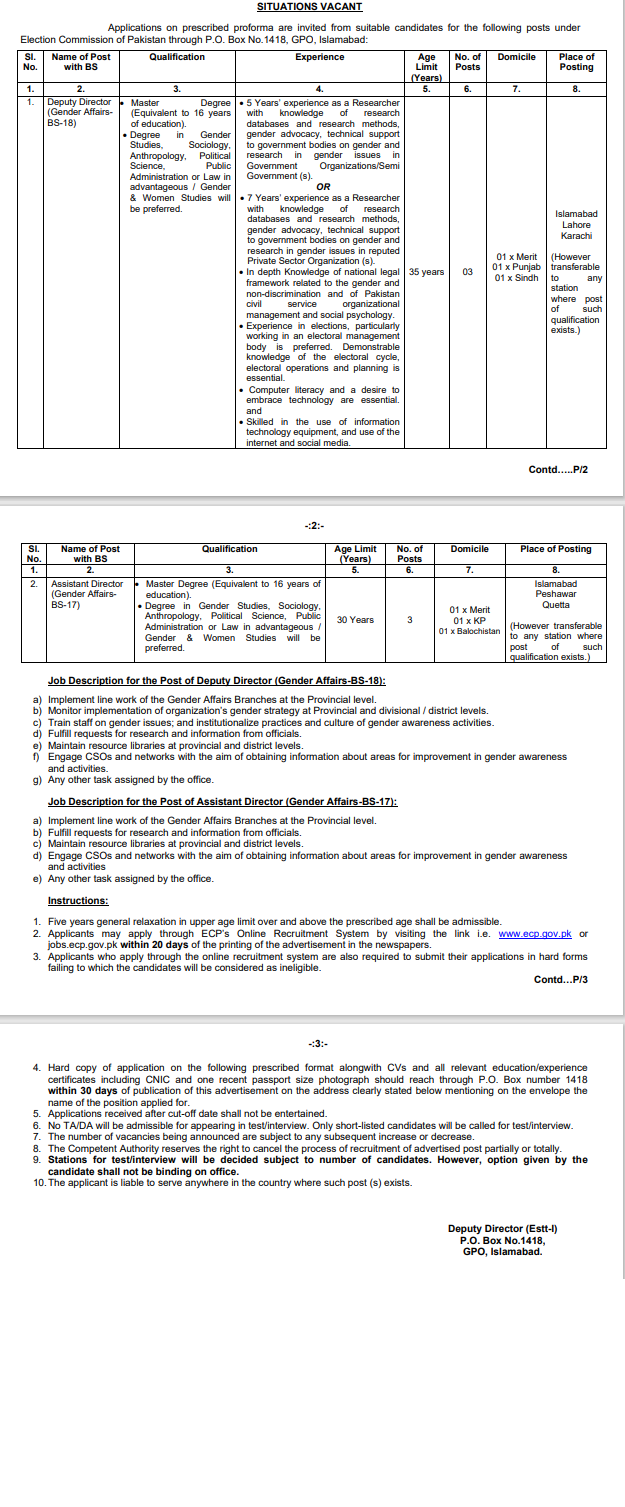 Election Commission Of Pakistan ECP Jobs 2021 Form Download Advertisement