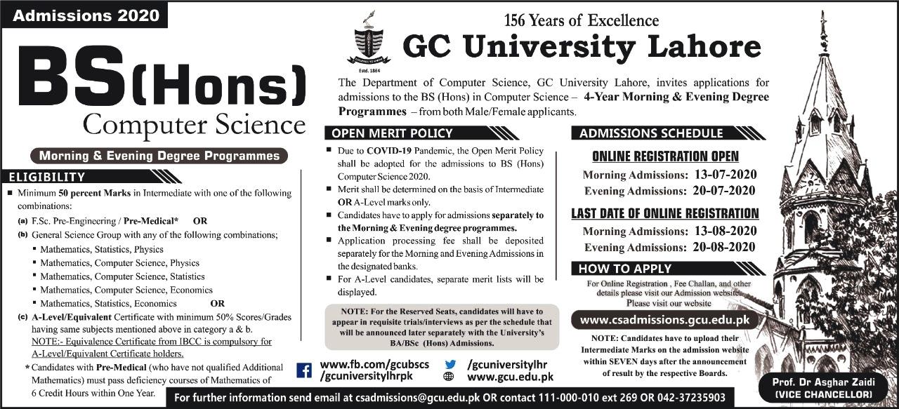gc-university-lahore-bs-ms-computer-science-admission-2023