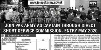 Pak Army Direct Short Service Commission 2020