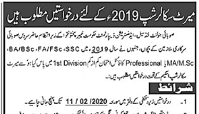 KPK Government Merit Scholarship 2020 Form Download