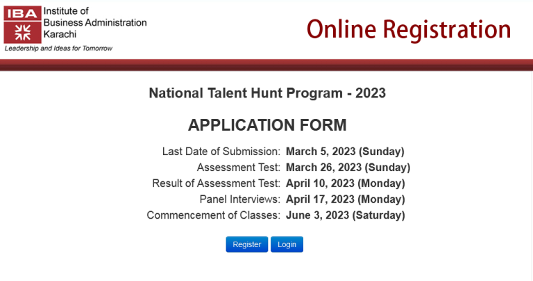 IBA Karachi National Talent Hunt Program 2025 Online Form