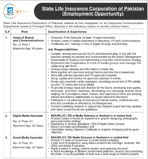State Life Insurance Jobs 2022 Form Advertisement