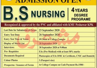 Pak International Nursing College Peshawar Admission 2020