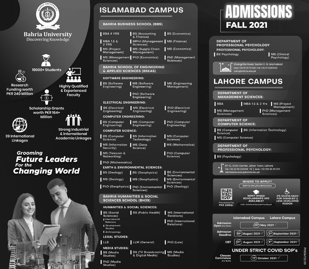 bahria university spring admission 2021 last date