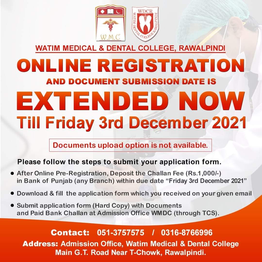 Watim Dental College Rawalpindi Admission 2021-22