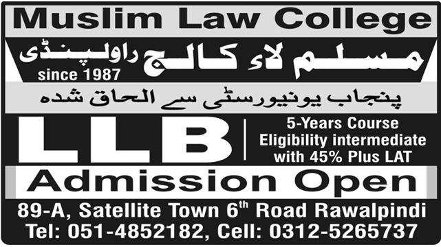 Muslim Law College Rawalpindi Admission 2022