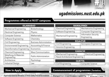 NUST University Karachi Admission 2022 Form